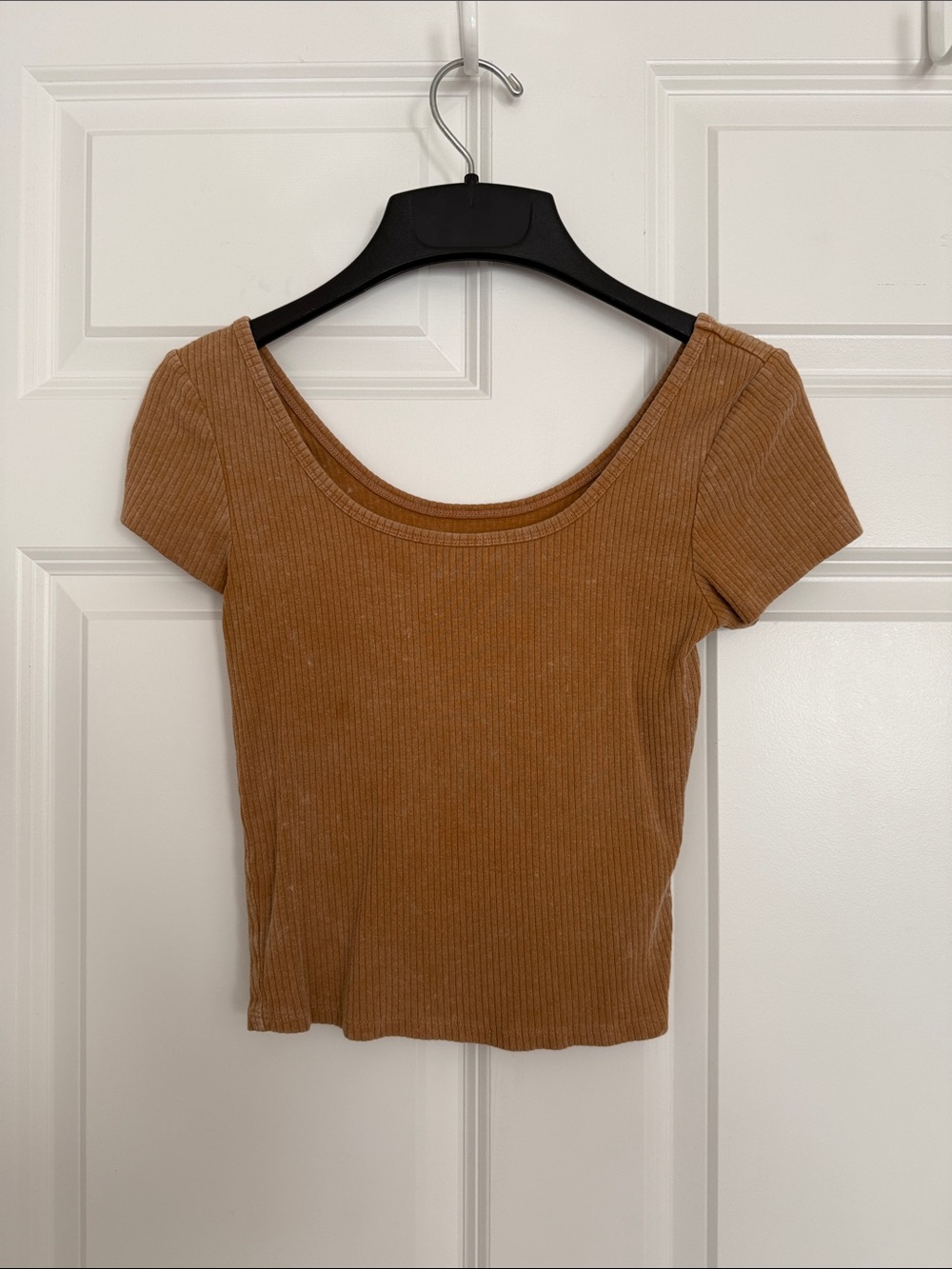 wild fable Ribbed Scoop Neck Crop Top — Mustard Yellow